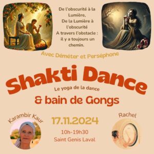 Yoga de la dance et bain de gong vers Lyon en octobre 2024